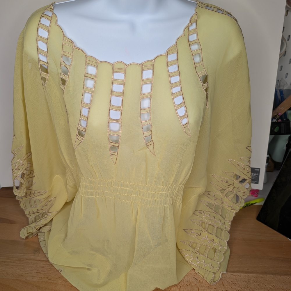 Chic Yellow Blouse with Cut-Out Design